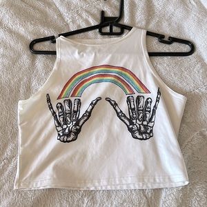Silky skeleton crop top rainbow